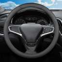 Steering Wheel Cover for Chevy Chevrolet Silverado 1500 2500 HD 3500HD Equinox Malibu Colorado Cruze Impala Traverse Spark Tahoe Trax Car Truck Accessories, 2025 Black Leather 14.5-15 inch