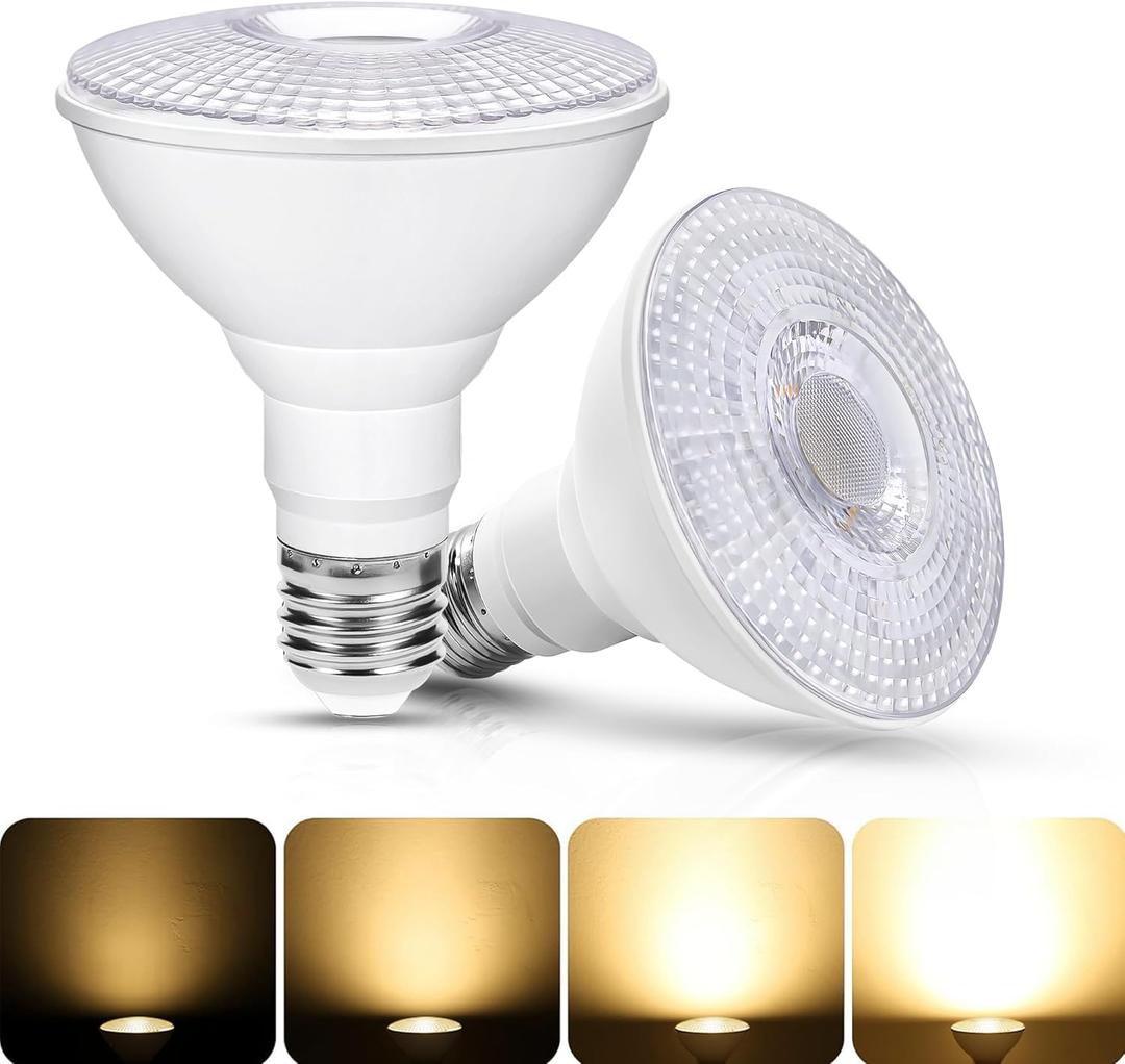 Flaspar PAR30 Outdoor LED Flood Light Bulbs, Dimmable 12W(100W Equivalent) LED Spotlight, 3000K Warm White E26 Base 1100Lm, Indoor Outdoor Recessed Bulb, Track Lighting, 2 Pack