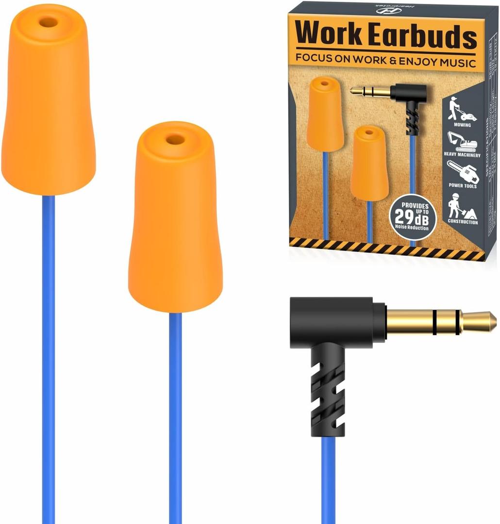 Hearprotek earplug Headphones for Work, Safety Foam Earbuds Headphones That Look Like earplugs for Hearing Protection Noise Isolation-Great for Work Shift, Construction, Lawn Mowing, Heavy Machinery