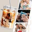 2 x Initial Extra Large Glass Drinking Cup With Lid Straw Boss Gifts For Women Cute Customized Mug Gift For Her Iced Glass Tumbler Cup Retirement Gift Must Haves For Women Apartment Essentials