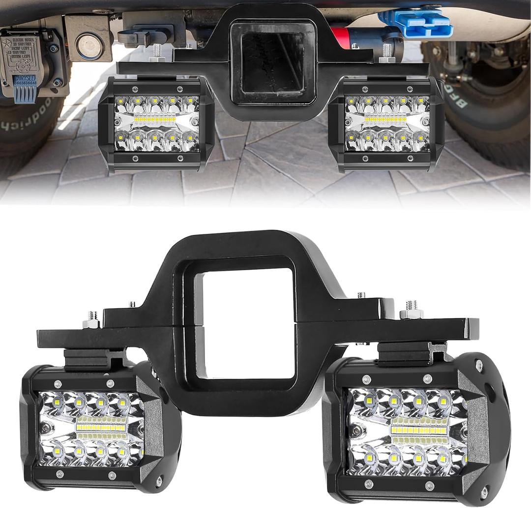 Hitch LED Light, EBESTauto 4 Inch Tow with 3 Inch Towing Hitch Mount Brackets Bar for Truck Trailer SUV Pickup Fit Dual Led Off-Road Driving Light bar