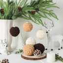 Soulchen 6 Pcs 3.15 Inch Crochet Christmas Balls Ornaments Christmas Knitted Ornaments Neutral Decoration Boho Handmade Crochet Decoration for Xmas Tree Rustic Farmhouse Decor(Brown,Beige,White)