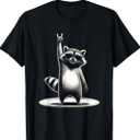 Retro Raccoon Rock Music Gift Men Kids Women Funny Raccoon T-Shirt Size XL