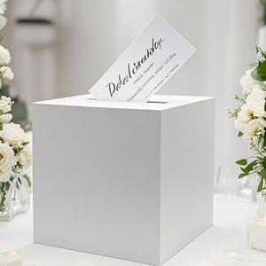 Adorox 10'x10' Money Box & Memory Cards Reception Centerpiece Elegant White Keepsake Gift Box for Weddings, Birthdays, Anniversaries White