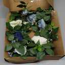 PONATIA 5FT Handcrafted Artificial Rose Flower Garland, Dusty Blue Flowers Greenery Garland for Wedding Ceremony Garlands Backdrop Arch Flowers, Ceremony Reception Table Decorations