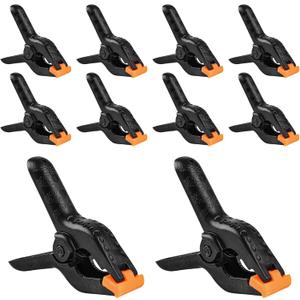10 PCS Spring Clamps, LongYeah 4.5 Inch Plastic Spring Clips Heavy duty Backdrop Clips for Balloon Arch Photography Woodworking Crafts Tarp Clips Black