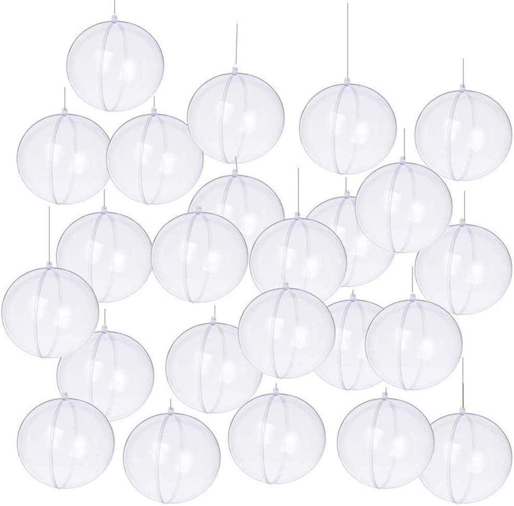 Clear Plastic Acrylic Fillable Transparent Ball Ornament Bauble Sphere for Wedding Party Festival Home Decor (80mm 24pcs)