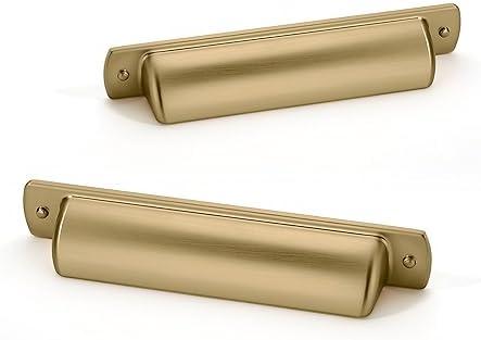 khtumeware 4 Pack Drawer Pulls Champagne Bronze Cabinet Cup Pulls Kitchen Hardware Cabinet Handles Drawer Handles Knobs 3 inch Hole Center