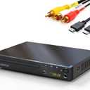 DVD Players HDMI for TV, LONPOO Compact Multi Region DVD CD Player with Full HD Picture Quality,Anti-Skip,No Picture Freeze,Noise Cancellation,Microphone Port,USB Playback,HDMI & AV Cable Included