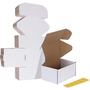 HORLIMER 10 Pack 6x4x3 Shipping Boxes, White Corrugated Cardboard Box for Mailing, Packaging, Small Business