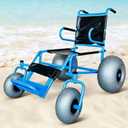 Portable Beach Wheelchair for Soft Sand, Blue Aluminum Alloy Frame with 16" Balloon Wheels Easily Disassembles for Adults 250lb Capacity