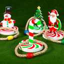 Vicenpal Christmas Ring Toss Game Set, Christmas Party Games for Adults, Family, Xmas Wooden Ring Toss with 4 Rings Candy Cane Snowman Santa Claus Nutcracker Fun Games Gifts
