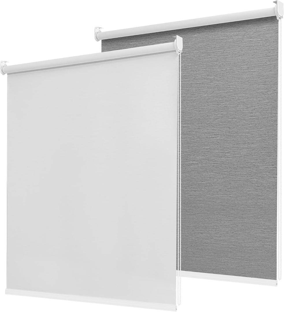 100% Blackout Roller Shades for Indoor Windows with Thermal Insulated Fabric UV Protection Privacy Window Shades for Living Room, Home and Office White 32" W x 72" H