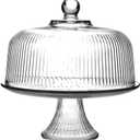 Anchor Hocking Monaco Glass Cake Stand  Elegant Display for Cakes, Desserts, and Pastries  Durable, Dishwasher Safe  Perfect for Weddings, Events, and Everyday Use  Made in USA