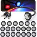 MADCATZ 20 Pcs Multi-Color 3/4 Inch Mini Round 2 LED Red to Blue Side Marker Indicator Clearance Light Dual Colors 12V DC, 3 Wire, for Truck Trailer Boat with Grommet