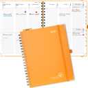 POPRUN 2026 Planner (Large Size 10'' x 8'' Wire-Bound Hard Cover) Daily Weekly and Monthly Calendar - Agenda 2026 (Jan.2026-Dec.2026) with Hourly Schedule, Monthly Tabs - Orange