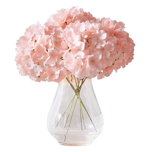 Fake Light Pink Hydrangea Artificial Flowers Bouquet 3pcs Real Touch Silk Fake Hydrangeas Heads with 176 Petals and Stems Faux Hydrangeas Blush Flowers for Table Centerpieces Party Floral Arrangements