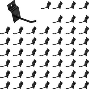 50Pcs 2 Inches Black Slatwall Panel Hooks Bulk Set, Metal Slat Wall Hanging Display Hanger Hooks, Pegboard Organizer for Gridwall Garage Shop Retail
