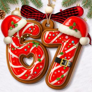4 x 67 Christmas Ornament - 67 Ornaments for Christmas Tree 2025 - Funny 6 7 for Teens, Kids - Viral Xmas Acrylic Decoration, Teen Girls Trendy Stuff - Meme Funny White Elephant Gifts