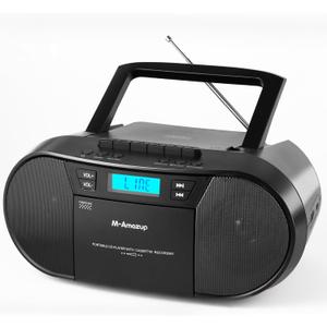 Boombox CD Player Portable, Cassette Player Combo with CD MP3 Bluetooth AUX TF USB FM Radio AC/DC Powered, Boom Box with Remote Control, Headphone Jack, Stereo Sound for Home,Kids,Gift