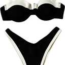 SOLY HUX Women's Color Block Bikini Sets 2 Piece Bathing Suits High Cut Cheeky Swimsuits (Black and White), S