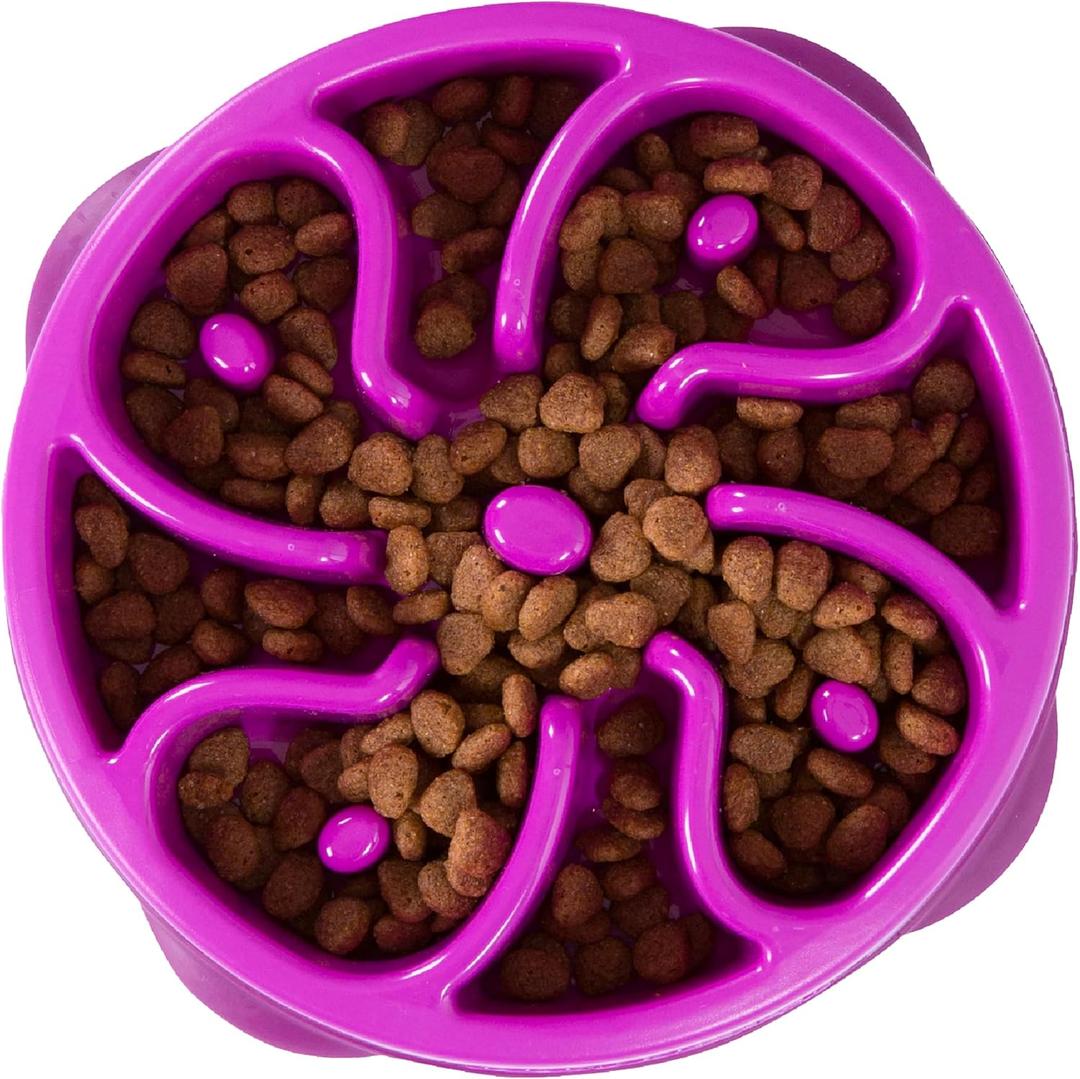 Outward Hound Fun Feeder Slo Bowl, Slow Feeder Dog Bowl, Medium/Mini, Purple