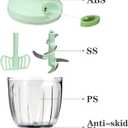 Cambom Manual Food Chopper Vegetable Cutter, Hand String Vegetable Chopper Onions Cutter for Vegetable Fruits Nuts BPA Free Food Safe Material, 900ml Green