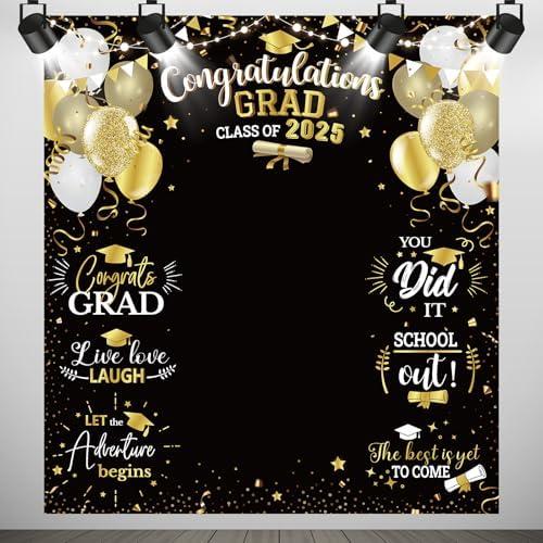 Irenare Large Size 2025 Graduation Congrats Grad Photography Backdrop Photo Props Prom Booth Graduation Background Banner with Congrats Sign for Graduation Party Decorations Graduation Favors Supplies