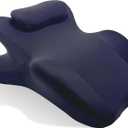 Memory Foam Wedge Pillow Ergonomic Reading Pillow, Comfortable and Supportive Back Support Prone Pillow to Relax Neck and Back for Reading, Watching TV, Sleeping on Your Stomach in Bed-Navy Blue