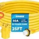 Kohree 50 Amp RV Extension Cord 25FT Heavy Duty Generator Cord, 50 Amp RV Power Cord with Grip Handle, NEMA 14-50P to SS2-50R Twist Lock, 30M/50F Adapter Included, ETL Listed