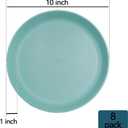 10 Inch Plastic Dinner Plates Set of 8, Wheat Straw Plates Reusable & Unbreakable, Non-Toxic Microwave Safe Plates for Camping, Daily Use, BPA-Free Dishwasher Safe Plate Set