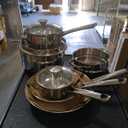 T-fal Stainless Steel Pots and Pans Set 9 Piece, Induction, Oven Broiler Safe 500F, Kitchen Cooking Set w/Fry Pans, Saucepans, Saute Pan, Steamer, Cookware, Dishwasher Safe, Silver
