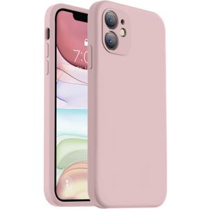 Vooii Compatible with iPhone 11 Case, Upgraded Liquid Silicone with [Flat Edges] [Camera Protection] [Soft Anti-Scratch Microfiber Lining] Phone Case for iPhone 11 6.1 inch - Sand Pink