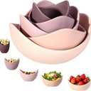 Notakia Salad Decorative Bowls Lotus Shaped Pasta Bowls Dishwasher Safe, Unique Angled Ceramic Bowls for Salad, Pasta, Soup, Rice, Prep, Ideal for Restaurant (Purple 5 Packs)