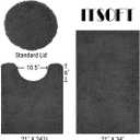 ITSOFT Standard 3pc Non-Slip Shaggy Chenille Bathroom Mat Set, Includes 24"x21" U-Shaped Contour Toilet Rug, 34"x21" Bathmat and 1 Toilet Lid Cover, Charcoal Gray