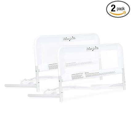 Dream On Me Lightweight Mesh Security Adjustable Bed Rail Double Pack with Breathable Mesh Fabric in White, 2 Count (Pack of 1)