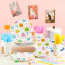 Zhehao 168 Pcs Cat Birthday Party Supplies Cat Birthday Decorations Tableware Set Includes Plates, Napkins, Cups, Knife, Fork and Spoon Dinnerware for Kitten Party Decorations, Serves 24