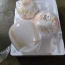 3pcs Set of Marble-patterned Glass Light Shades for a Light Fixture or Ceiling Fan, White and Beige