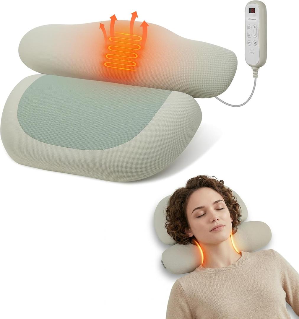 Snailax 2026 Cordless Neck Massager with Heat, Air Neck Stretcher Device, Remote Control Cervical Traction Massage Pillow, Rechargeable Heated Neck Massager for Pain Relief Home Office Travel