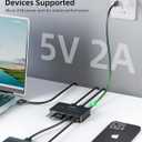 USB 3.0 Switch, USB Switcher 2 Computers Share 4 USB for Printer Keyboard Mouse, Scanner, USB KVM Switch Selector with 2 USB 3.0 Cables and Power Cable, Support Hotkey/Button/Wired Remote Switching
