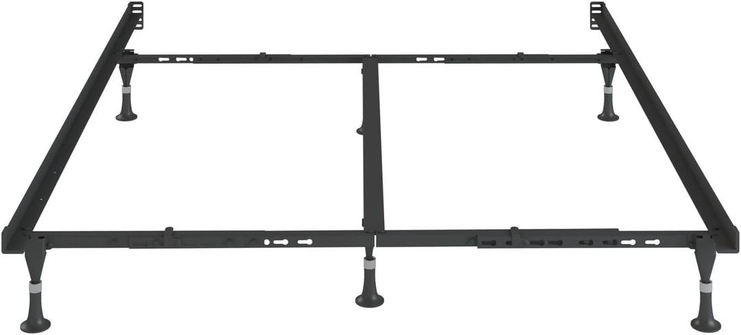 Bed Frame With 6 Legs On Glides , Queen, Black