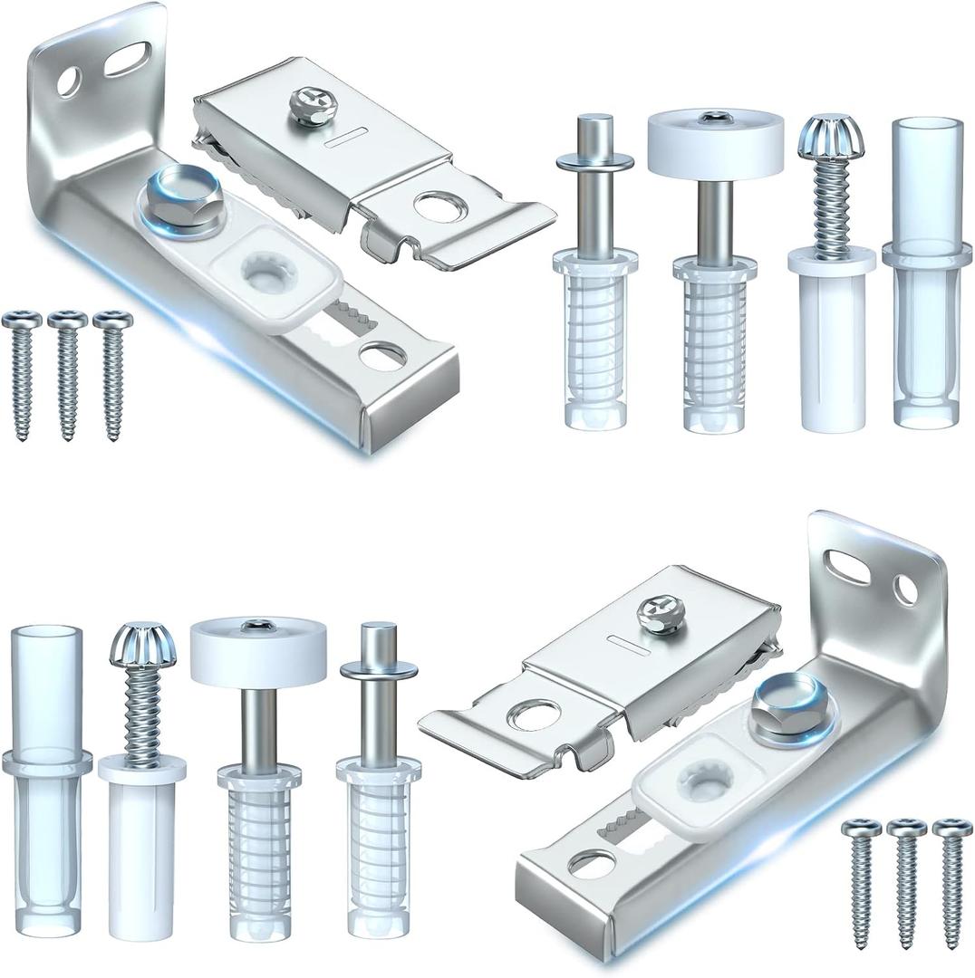 Bifold Door Hardware Repair Kit - 2 Pack Bi-fold Sliding Closet Doors Replacement Parts Include Top & Bottom Bracket, 3/8" Pivot, 7/8" Guides Wheel, for Folding Pocket Door Accordion