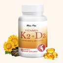 3 x Vitamin D3 & K2 Vitamin Supplement for Men & Women,Vegan-Friendly 5000 Iu D3 and 100 Mcg K2 (Mk-7) Immune, and Overall Health -90 Softgels