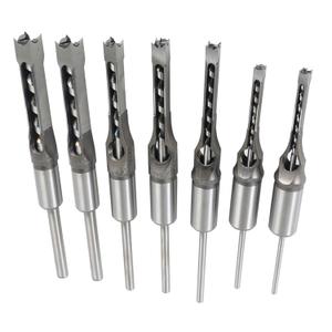 7Pcs Square Drill Bits Tools Round Handle Woodworking Hole Saw and Tenon Chisel Set Drill Bits Sizes 9/16 in 1/2 in 2/5 in 3/8 in 5/16 in 1/4 in 6/25 in