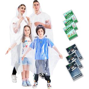 Disposable Rain Ponchos for Kids 6 Pack/Adults 10 and 6 Pack/Ponchos Family 6 Pack Extra Thicker Emergency Ponchos (One Size)