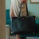 LOVEVOOK Laptop Tote Bag for Women 15.6 Inch Waterproof Leather Computer Bags Business Office Work Briefcase Black
