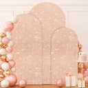 FUHSY Set of 3 Arch Backdrop Cover 7.2FT/6.6FT/6FT Rose Gold Spandex Sequin Arch Covers Stretchy Backdrop Glitter Wedding Arch Stand Cover for Birthday Party Banquet Graduation Ceremony Decoration
