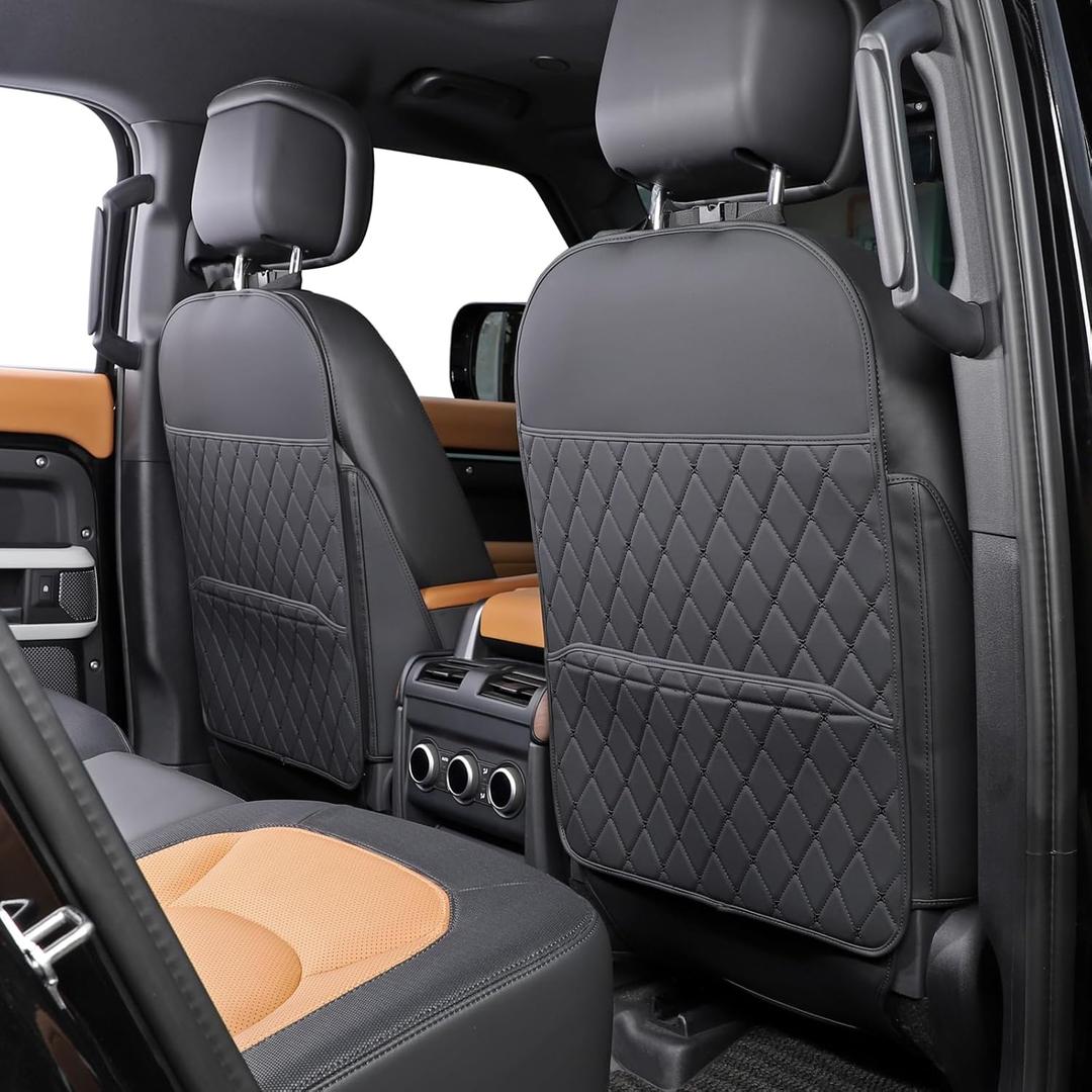 TAIKOO Seat Back Protector + Large Capacity Pocket Storage Organizer,Preventing The Impact of Children Stepping on The Seat Backrest (Style A-Black)