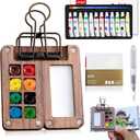 Tobios Watercolor Kit, Tobios Mini Watercolor Paint Set, 12 Color Mini Watercolor Travel Set, Pocket Artist Watercolour Travel Sets, 8 Grids Portable Paint Palette