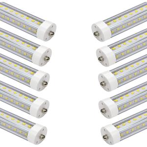 T8 LED Tube Lights 4ft,4 Foot Equal to 45.8in,36W 3600lm,F48T12 CW Fluorescent Tubes Replacement T12,Single Pin FA8,Ballast Bypass,Dual-End Power,White 6500K Light Bulbs for Shop,Pack of 10